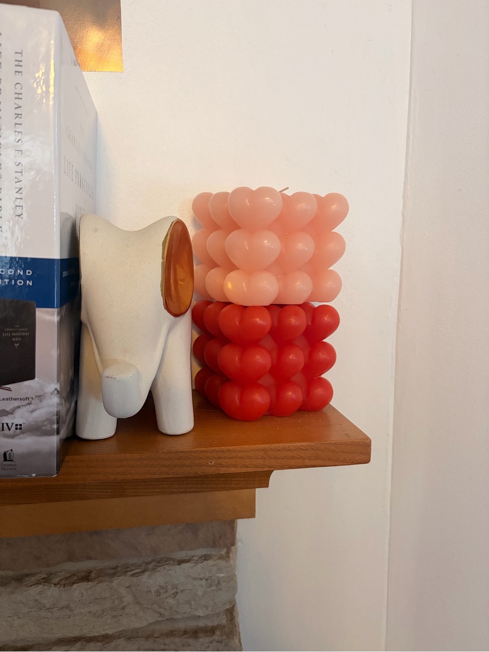 Decorative Heart Bubble Candle Stack - Pink & Red